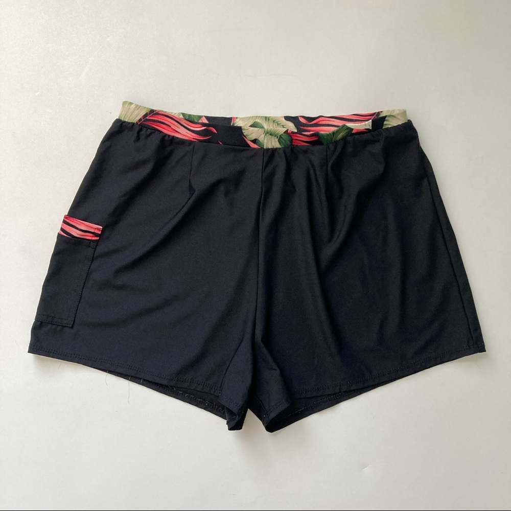 Sia Black Floral Swim Shorts Womens Size 12